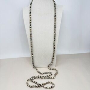 Vintage Continuous Single Strand Natural Job's Tears Prayer Bead Necklace 65"